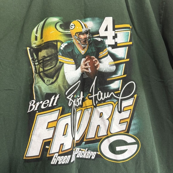 Vintage NFL Bay Packers Brett Favre #4 T-Shirt Mens Large Green Short Sleeve Tee - Picture 1 of 8